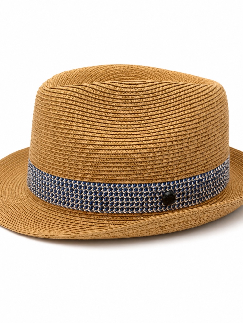 Ted Baker London Woven Straw Fedora Hat | Tan & Blue Band | Size XL (57 cm)